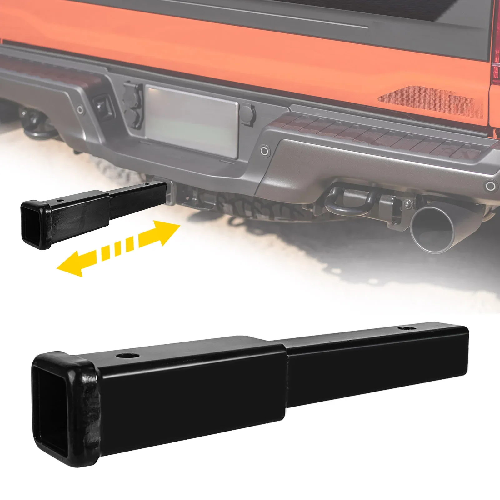 

12" Trailer Tube Square Mouth Sleeve Extension Rod Trailer Connector 12" Distance Between Holes Extension Rod Trailer Connector