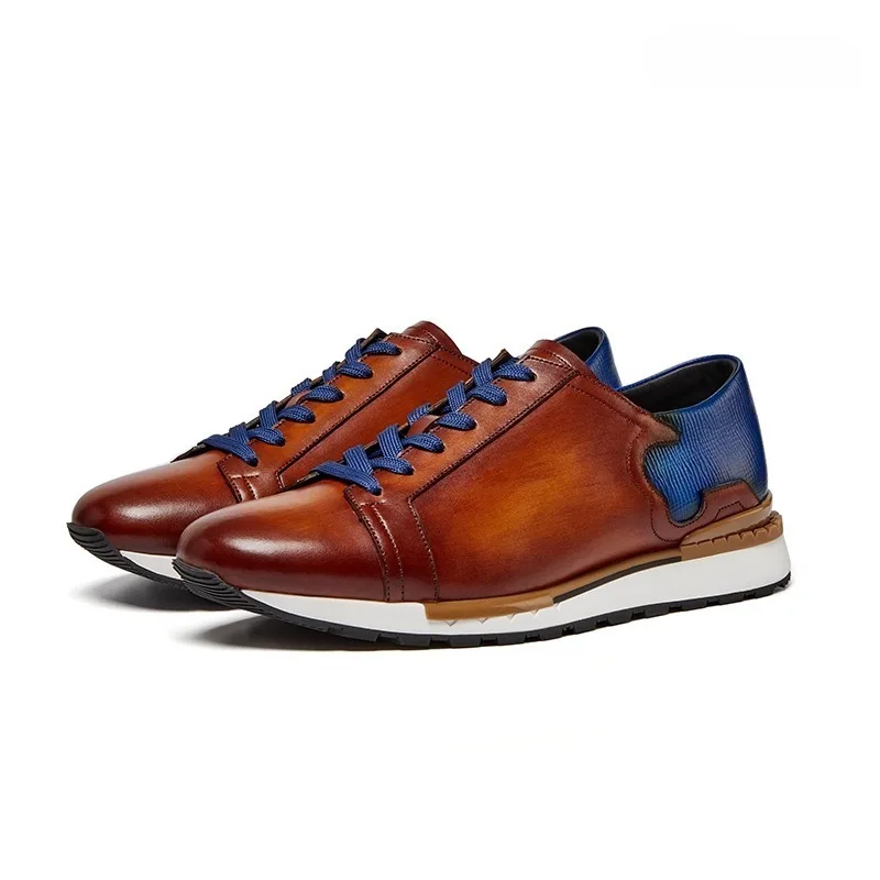 

Роскошная повседневная спортивная кожаная обувь, мужские высококачественные дышащие уличные походные рабочие туфли дерби из натуральной кожи, мужские кроссовки на плоской подошве