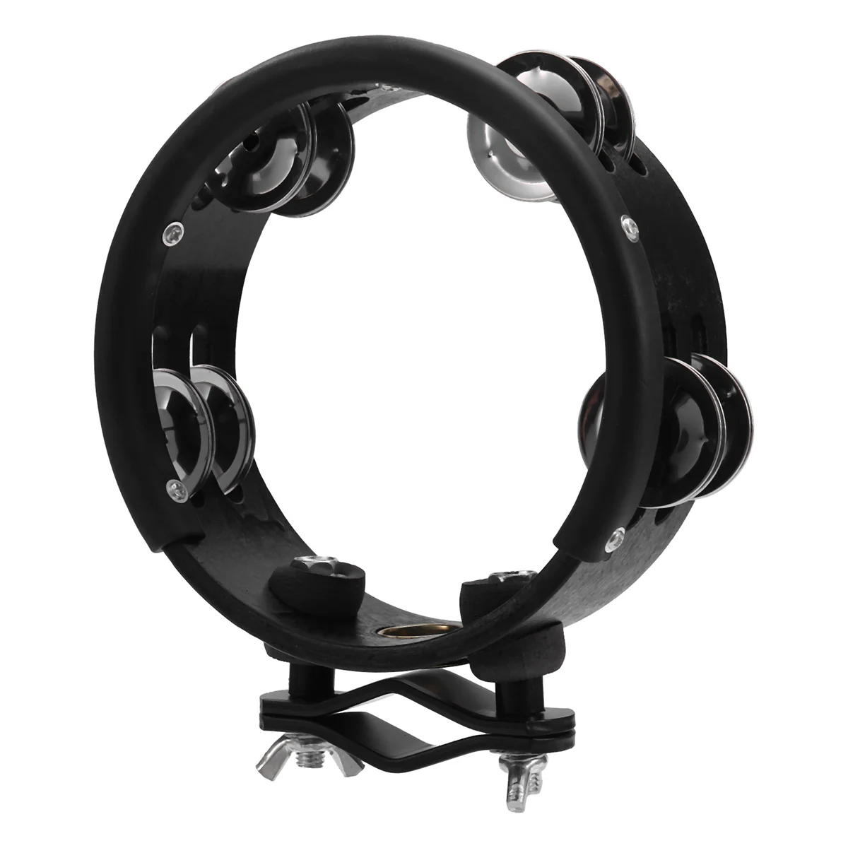 Drum Circle Double Row Rattle Drum Rings Tambourine Drum Tamborine Percussion Musical Instruments Black