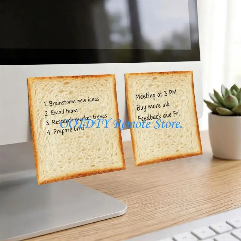 Bread Print Note Set, Two Toasts Pad with 50 Liftable Sheets Each for Quick Note, Important Marking, Daily Reminder and Messages