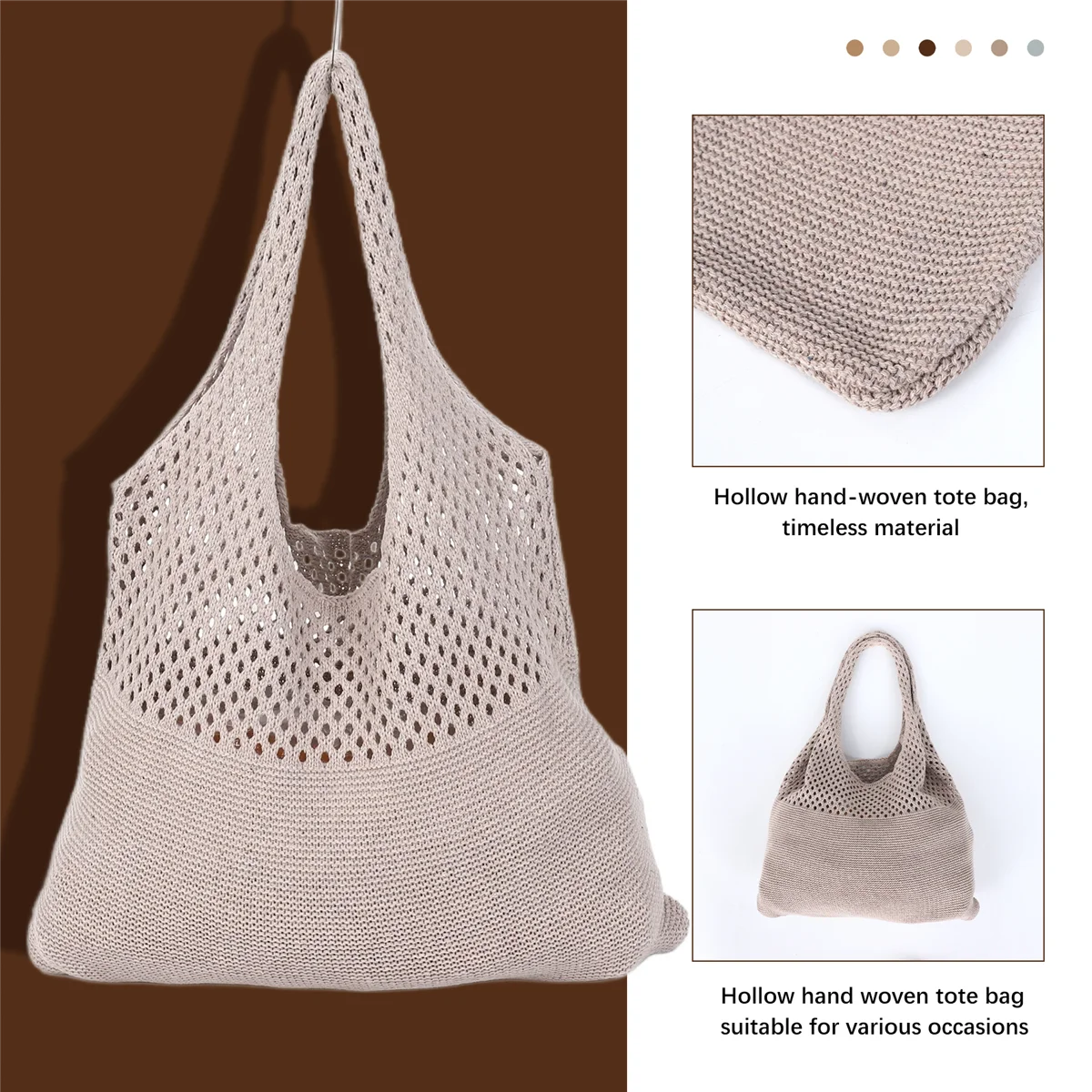 Пляжная сумка в стиле ретро, летняя полая сумка ручной работы, женская полая вязаная сумка