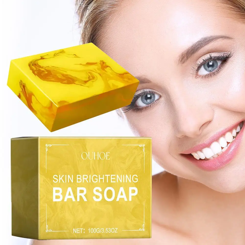 

OUHOE 100g Turmeric Soap Skin Brightening Bar Soap Clean Face Body Skin Care For Women And Men Dropshipping