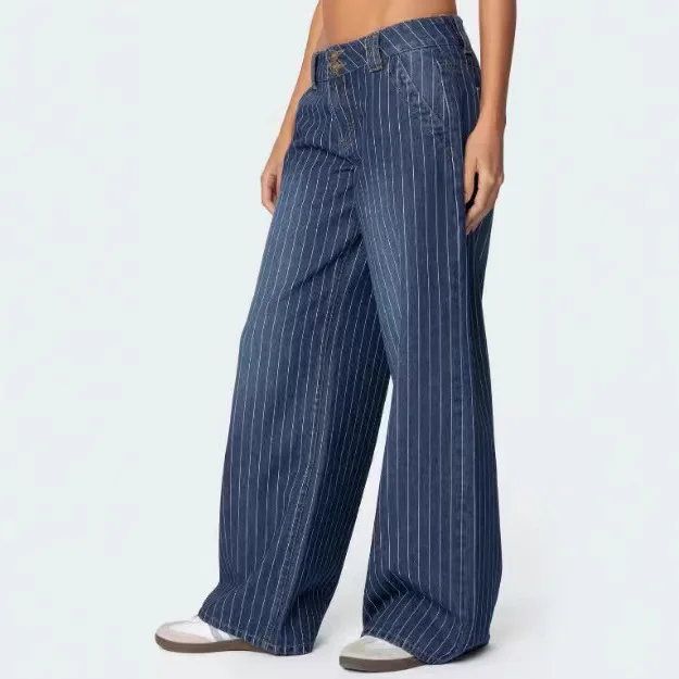 

Women's Jeans Plus Size Wide-Leg Loose-Fit Denim Trousers Ladies Distressed Frayed Hem Floor-Length Trousers for Spring Trousers