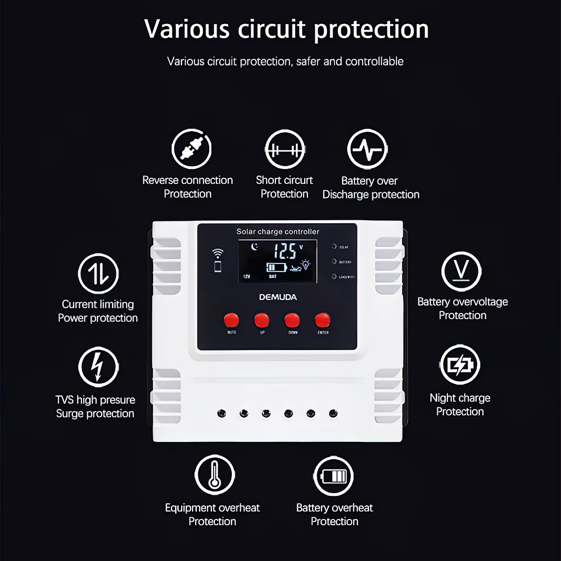 Imagem -05 - Powlsojx Lítio Chumbo Ácido Carregador de Bateria Smart Wifi Pwm Controlador de Carga Solar Monitor pv Lifepo4 12v 24v 48v 60a 30a