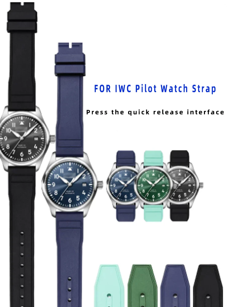 Quick Release FKM Fluorine Rubber Watchband 20mm 21MM For IWC Strap Pilot Portofino/Mark x20 18 17 Watch Band 41mm Watch