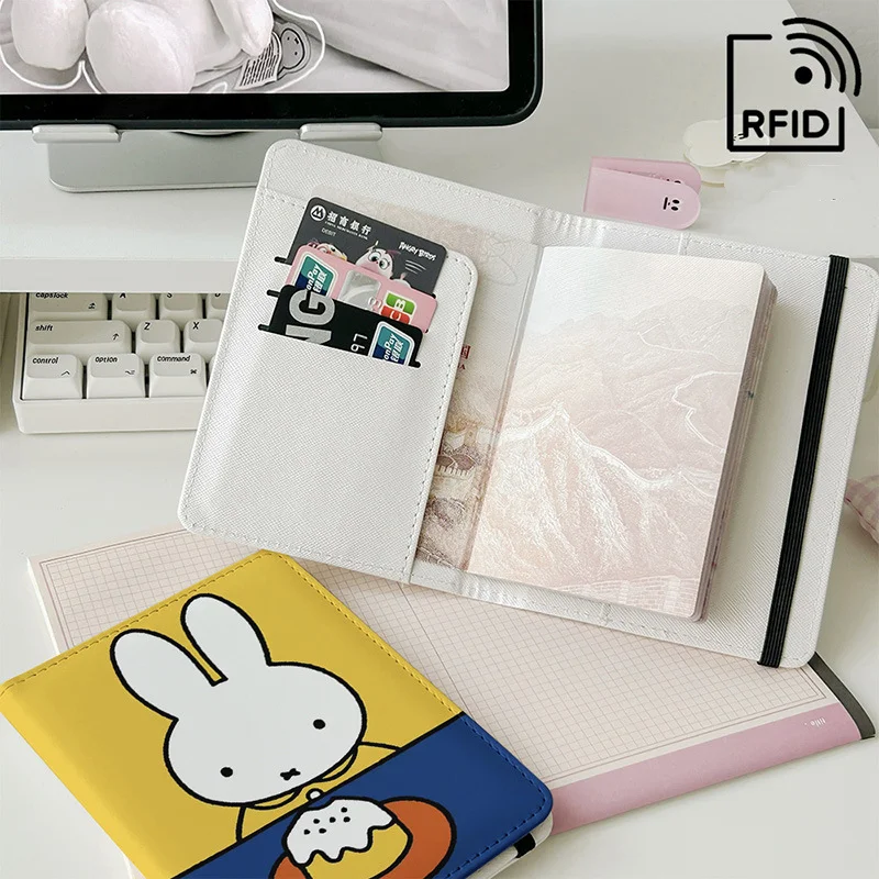 Kawaii Miffy ID Card Passport Wallet Cartoon Anime Portable Student Card Work ID Multi Functional Card Storage Bag Gift for Girl view 5