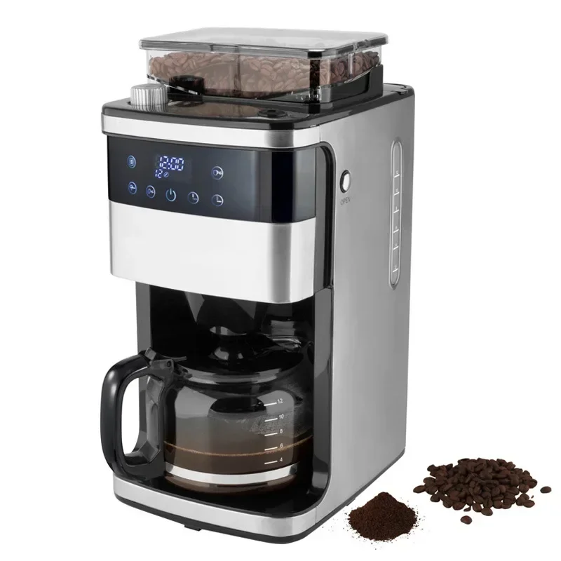 Fully Automatic Grinding Integrated Coffee Machine Household Office Electric Drip Coffee Maker with Timer