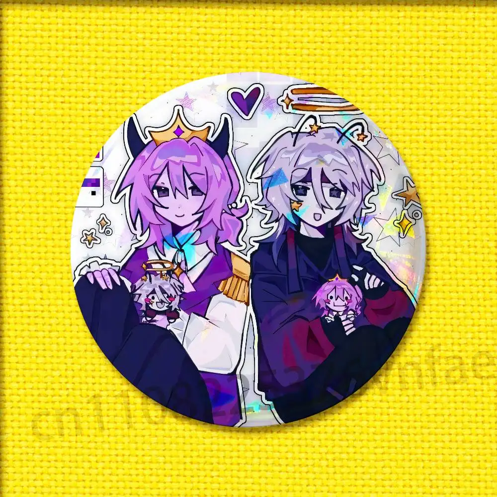 For Wemmbu Eggchan Tax Duo Badge 75mm 25mm 44mm 32mm 58mm Round Pin Brooch Insignia Shell Ornament