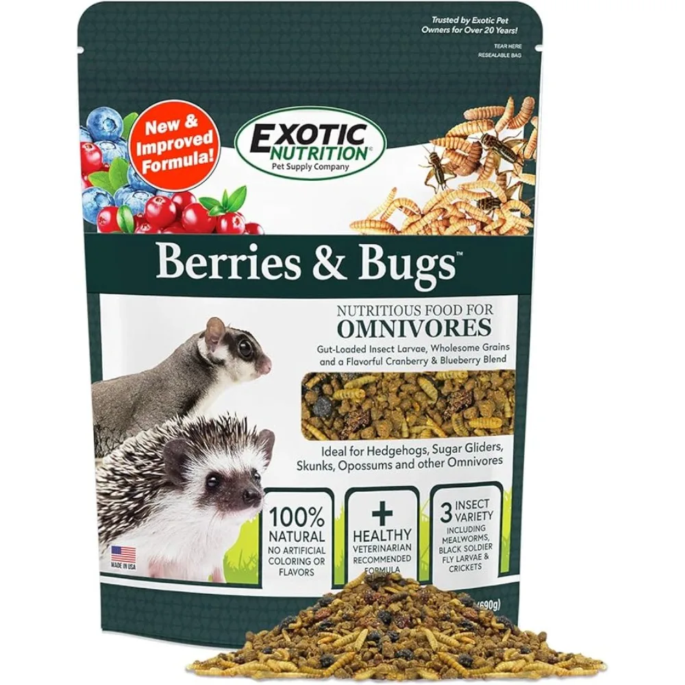 Berries & Bugs 3 lb. - All Natural High Protein High Fiber Insectivore Diet with Fruit, Gut-Loaded Insects, & Healthy Vitamins