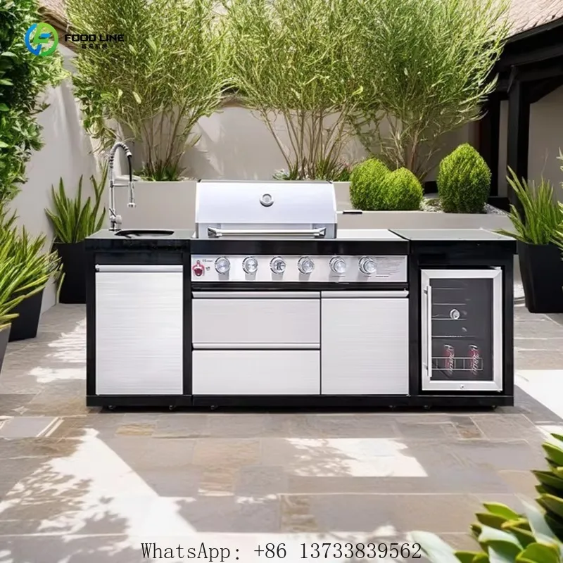 Customized Outdoor Grill Premium Portable Kitchen Island with Wheels Suitable for Camping Gardens Football Fan Area Parties