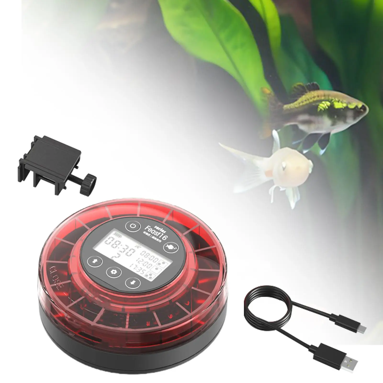 

Automatic Fish Feeder LCD Display Automatic Dispenser for Turtles Pond