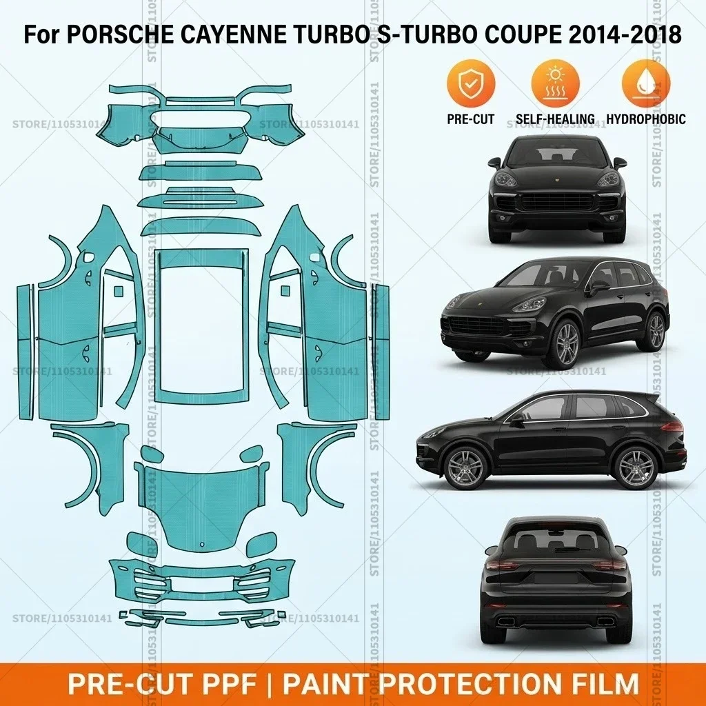 

Pre-Cut Paint Protection Film PPF Transparent Bumper Clear Bra Car Film For Porsche Macan S -Base with SportDesign -GTS2019-2021