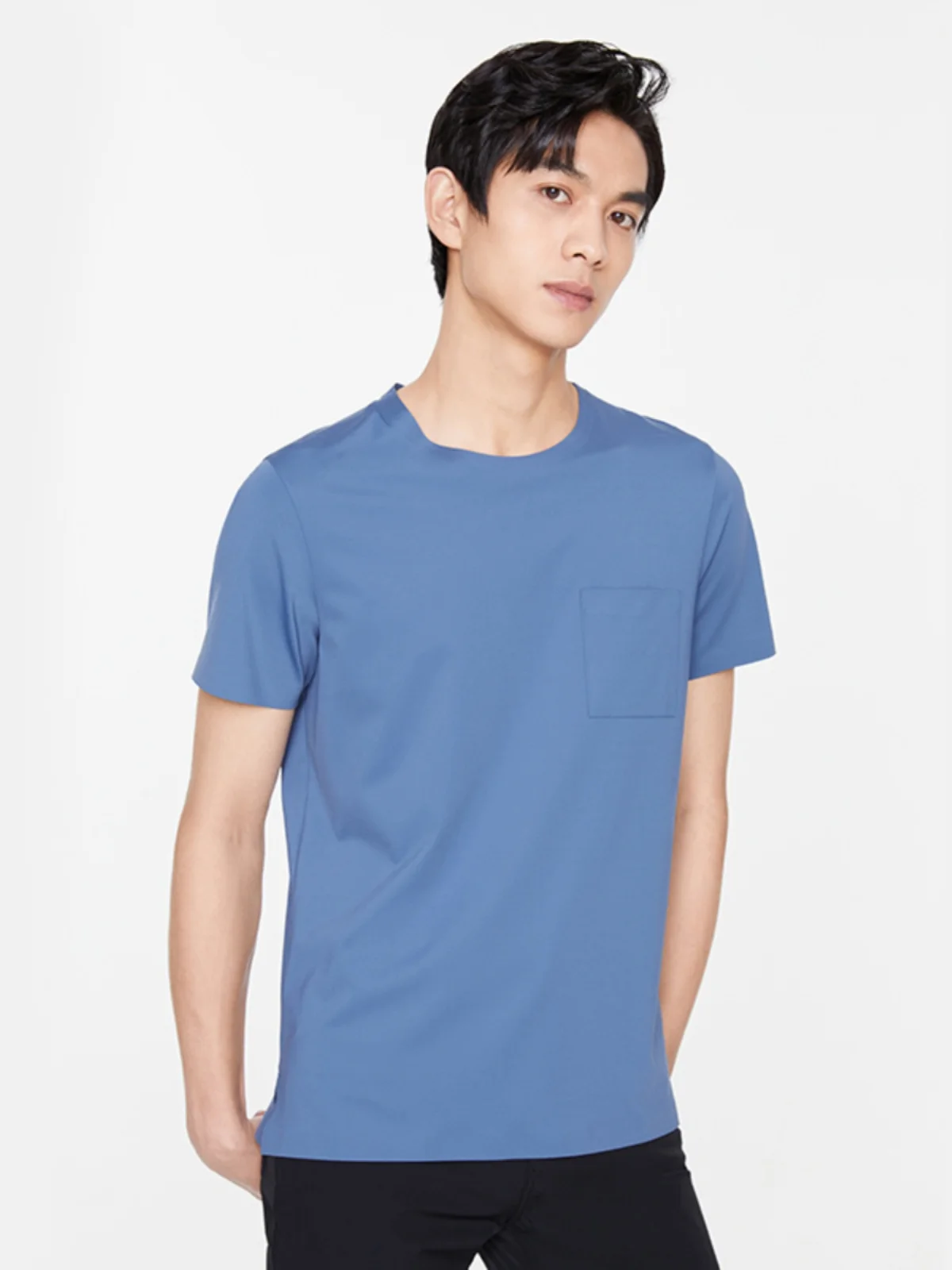 Camiseta Slim Fit de Gola Redonda e Manga Curta Joeone, Estilo Casual de Negócios, Moda Urbana, Suéter de Cor Sólida para Homens
