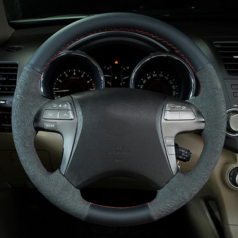 Selo preto camurça couro cobertura de volante do carro para toyota highlander toyota camry fortuner hilux auto acessórios interiores