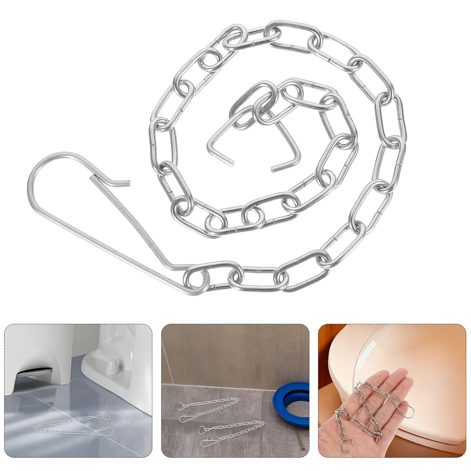 2 Pcs Drain Valve Chain for Toilet Bowl Stainless Steel Flapper Replacement Smooth High Hardness Universal Fit Easy