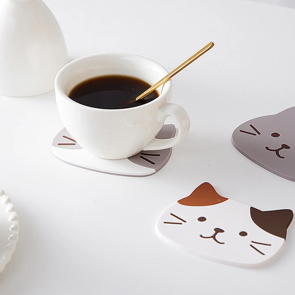 10 шт. силиконовых подставок для чашек, устойчивых к теплу, с рисунком кошки