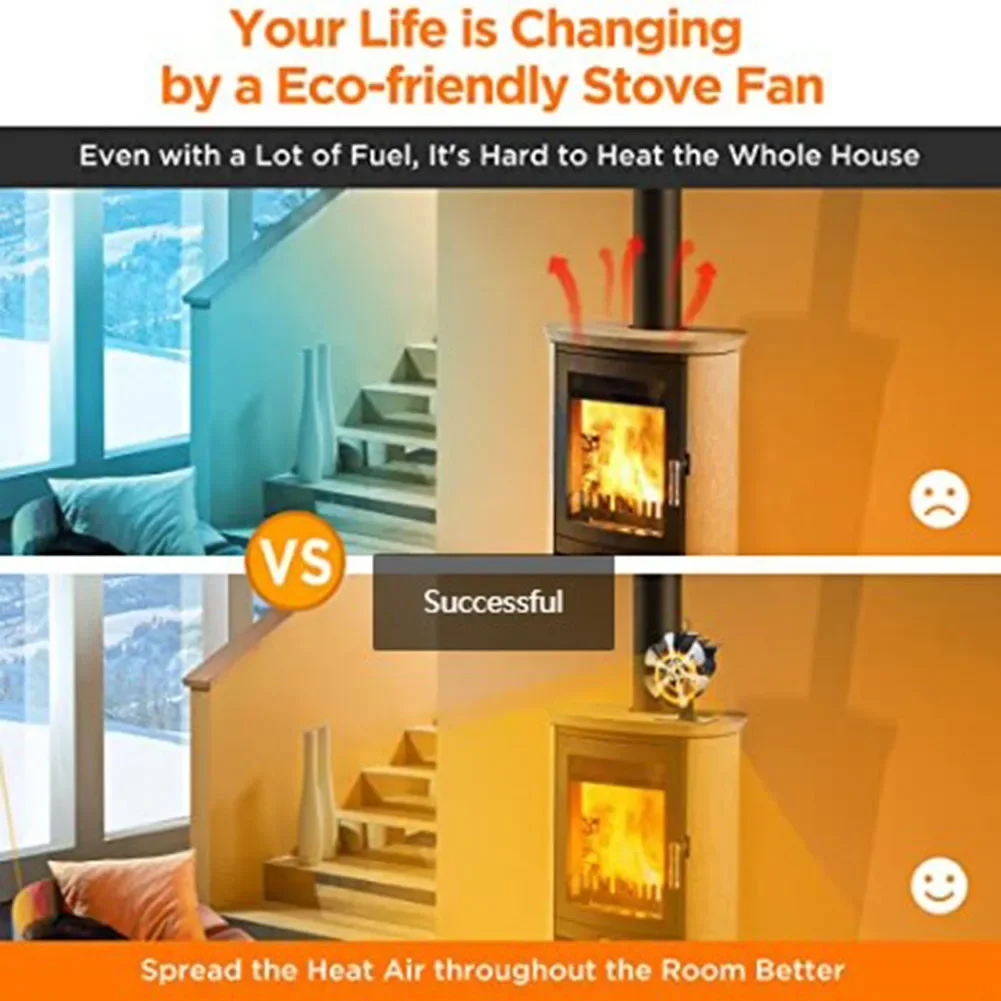 Home Heating 360° Adjustable Stove Fan Adjustable Band Stove Fan Cost-saving Thermal Energy Efficient Warm Air Distribution