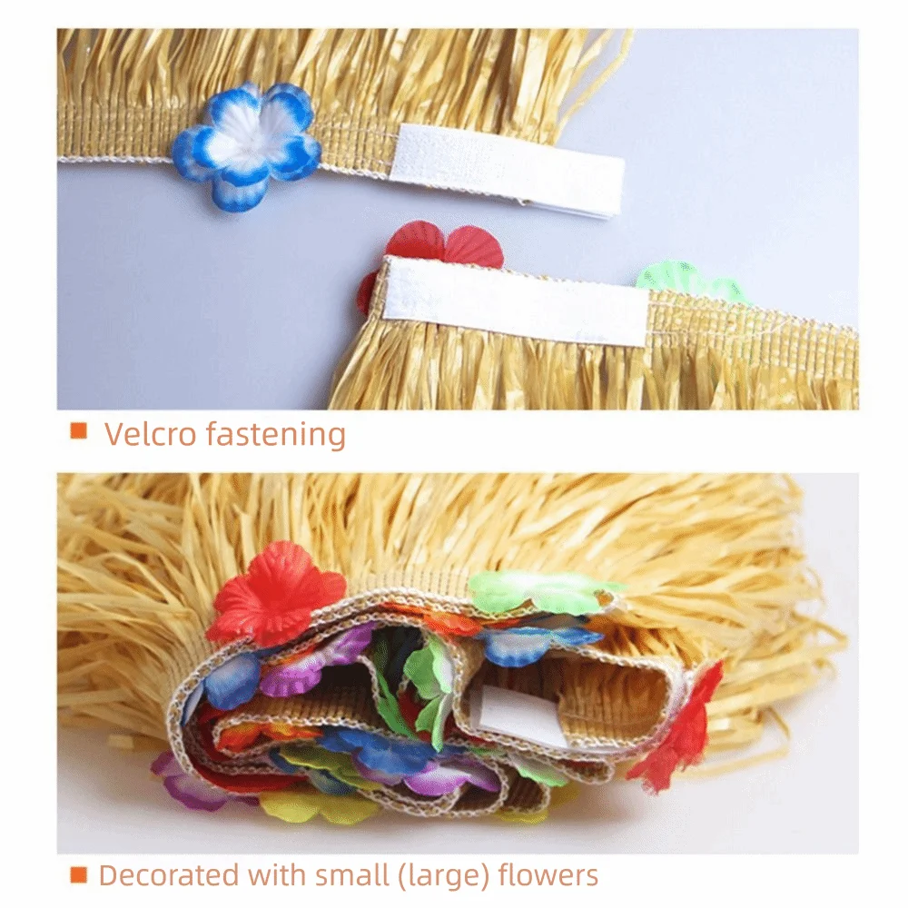 Straw Color Grass Tablecloth Lightweight Multi-functional Straw Table Skirt Flower Design Party Decoration