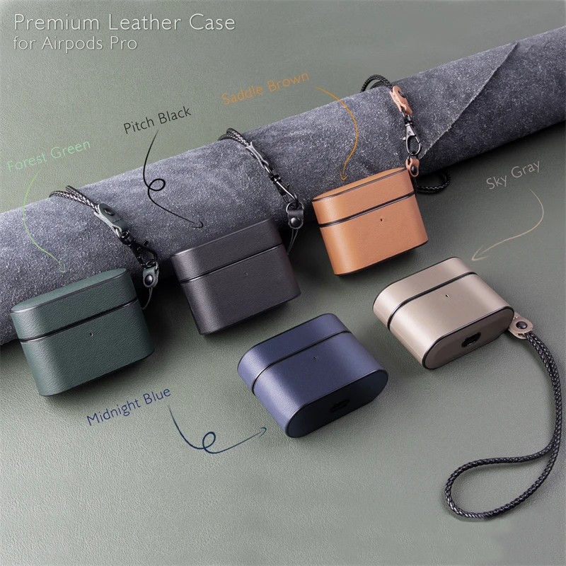 

Luxury 3D Headphone Bag With Leather Neck Strap And Hardware Buckle Earphone Bag For Airpods Pro Case