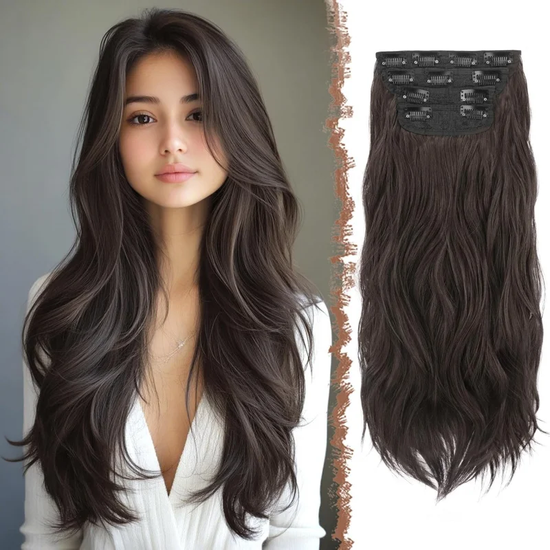 

【BESTSELLER】4-комплект зажимов с двойным утком | Волнистые волосы 20 дюймов