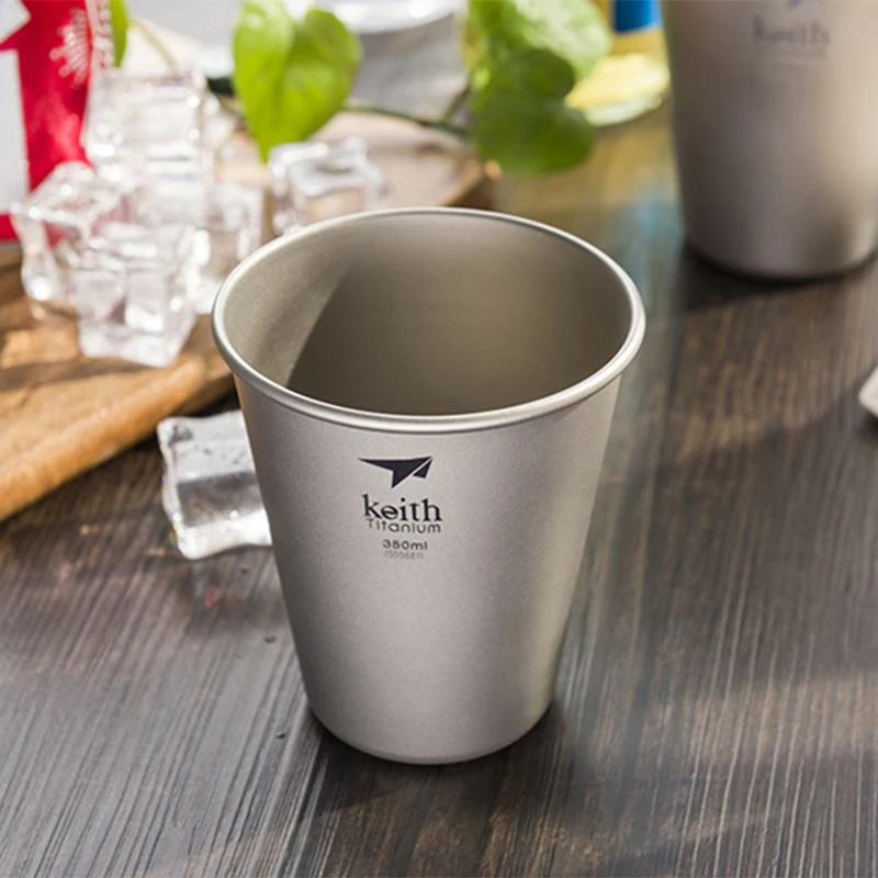 

Keith-Ультралегкая титановая посуда для кемпинга, чашка для воды 450 мл, кружка на одну стену, бактериостатические столовые приборы, титановая чашка 15 унций