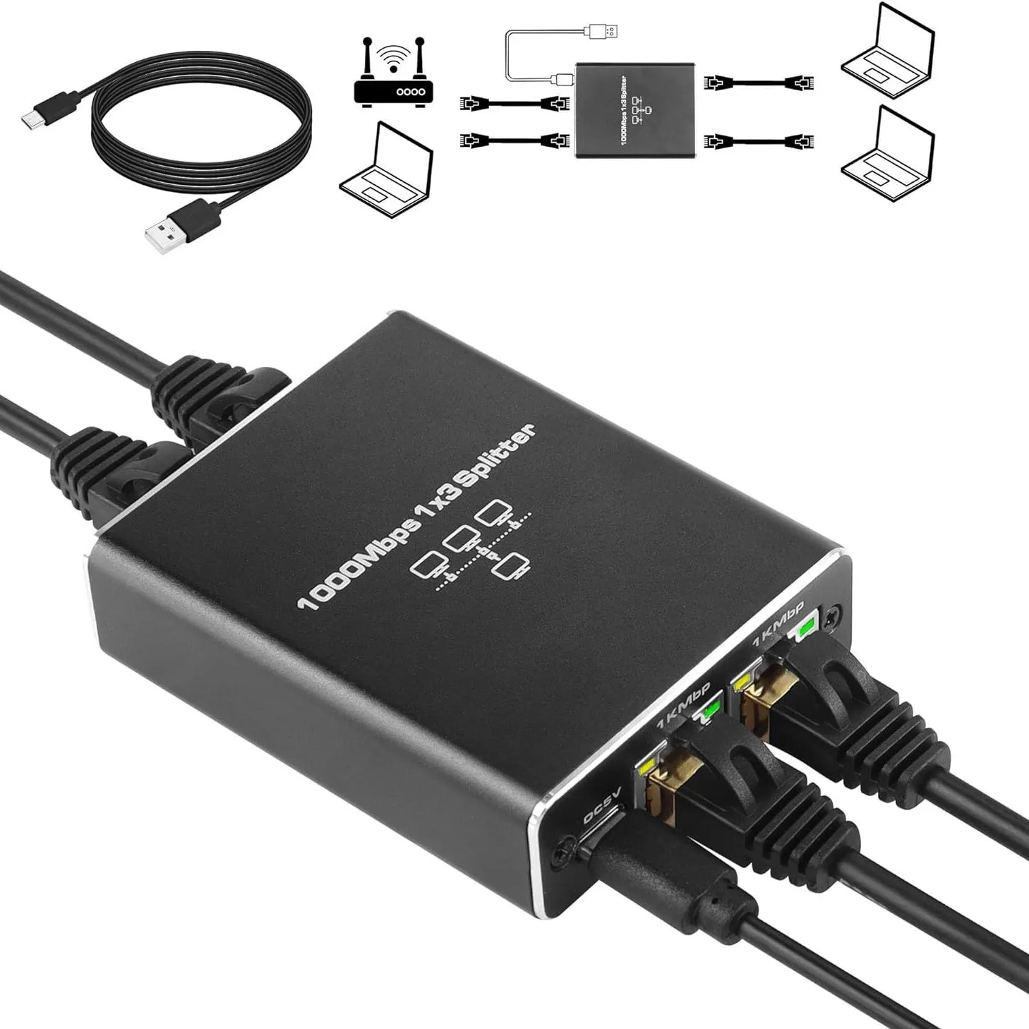 

Pop Rj45 Splitter 1 To 3 Gigabit Ethernet Adapter Internet Network Cable Extender Rj45 Connector For PC TV Box Router Sharer