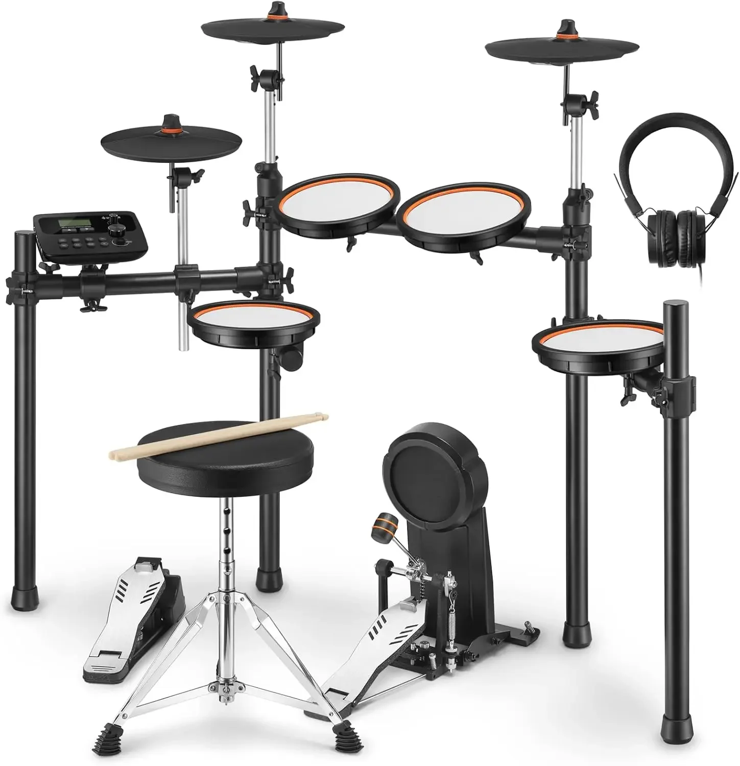 Electric Drum Set, Electric  for Beginner/Intermediate with Dual Zone Quiet Mesh  Pads, Mesh Kick