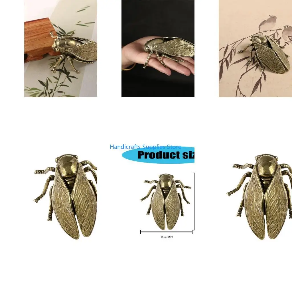R1WA Brasses Art Piece For Display Handcrafted Cicada Sculpture Decoration