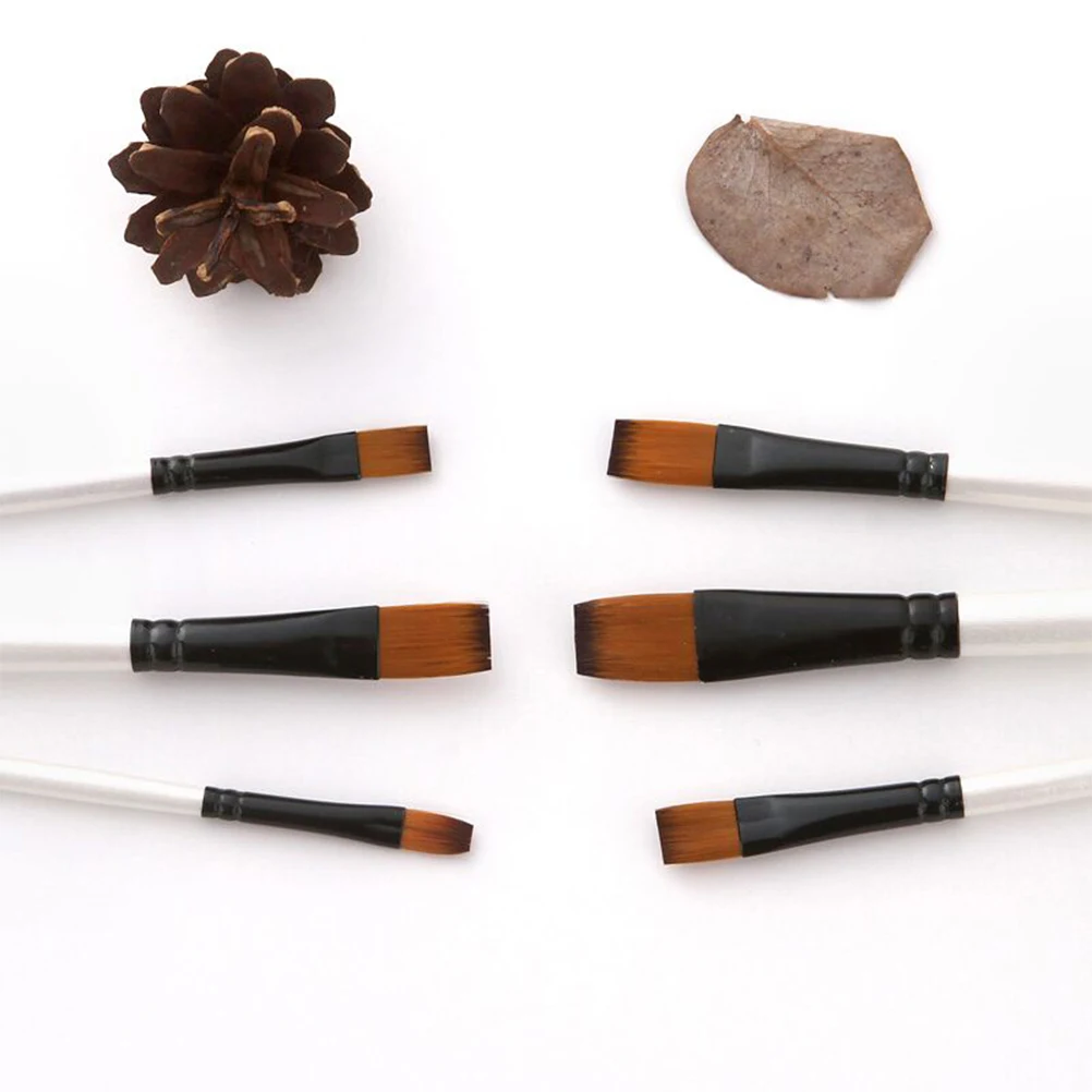 

6pcs Double Color Nylon Hair Painting Brush Set Durable Watercolor Oil Painting Supplies For Artists Lightweight, Good Water