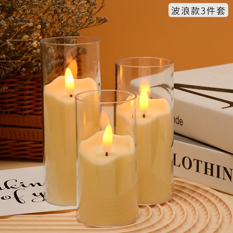 

Led Flameless Electric Candles Lamp Acrylic Glass Battery Flickering Fake Tealight Candle Bulk for Wedding Christmas