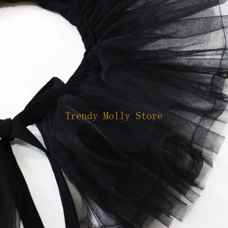 N5KB Fake Collar Victorian Detachable Jabot Collar Ruffled Lace Jabot Neck Collar Adults Stage Party Steampunk Accessory view 2