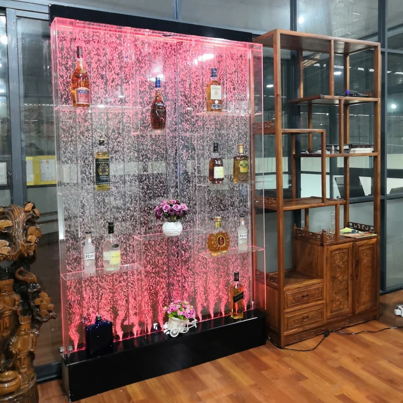 Custom, dubai luxury water bubble wall fountain room providers screen led wine cabinet bar furniture