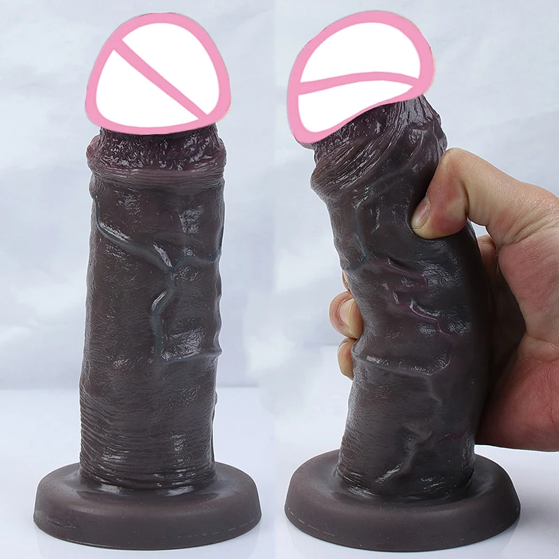 Black Skin Realistic Anal Dildo Soft Big Penis Adult Strapon Suction Cup Cock Male Artificial Man Women Dick Sex Toys For Vagina