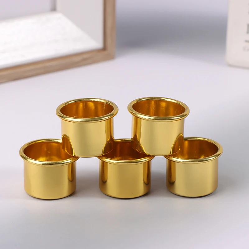 10Pcs Mini Round Candle Cup Gold DIY Candlestick Making Tray Holder Container Accessory Aluminium Home Party Decor Parts