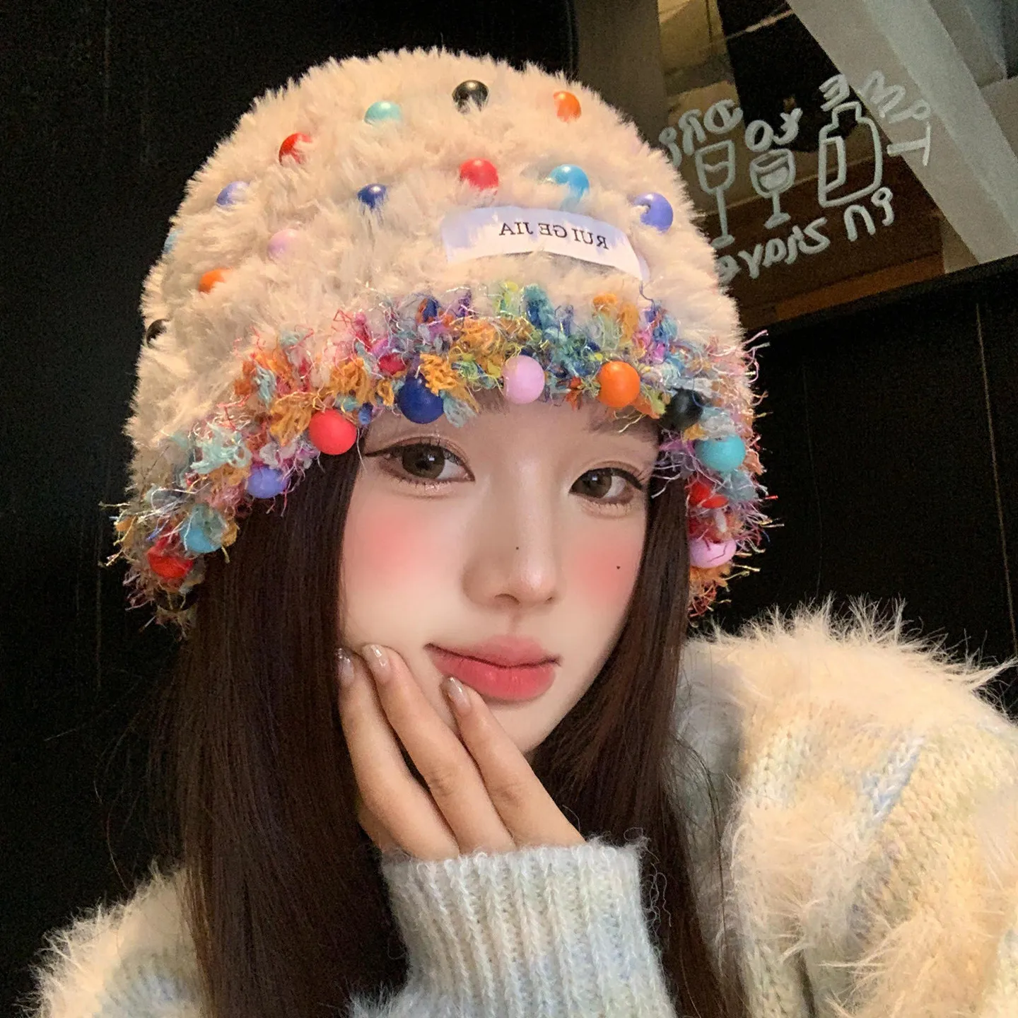 冬用帽子、レディースキャップ、面白いデザインのスカル柄ヘッドドレス、ニット帽、高級感のあるかわいいボンネット、クロシェ編みの女性用帽子、つばなしキャップ、デザイナーズニット帽。