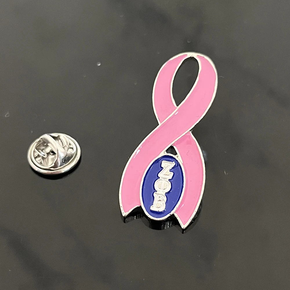 Zeta Phi Beta  Sorority  Breast Cancer Awareness Ribbon Metal  Lapel Pins