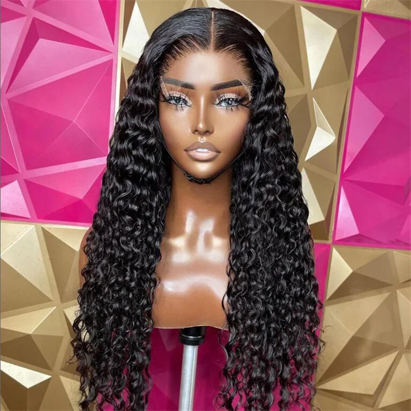 

Black 180Density Natural 26Inch Long Kinky Curly Lace Front Wig For Women BabyHair Heat Resistant Glueless Preplucked Daily Wig