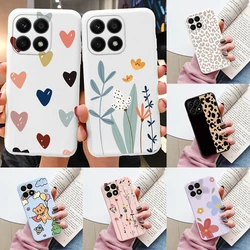Case For Honor X8a 6.7 inch Cute Heart Flower Back Cover Soft Silicone Matte Protective Funda For Honor X 8a HonorX8a Bags Capa