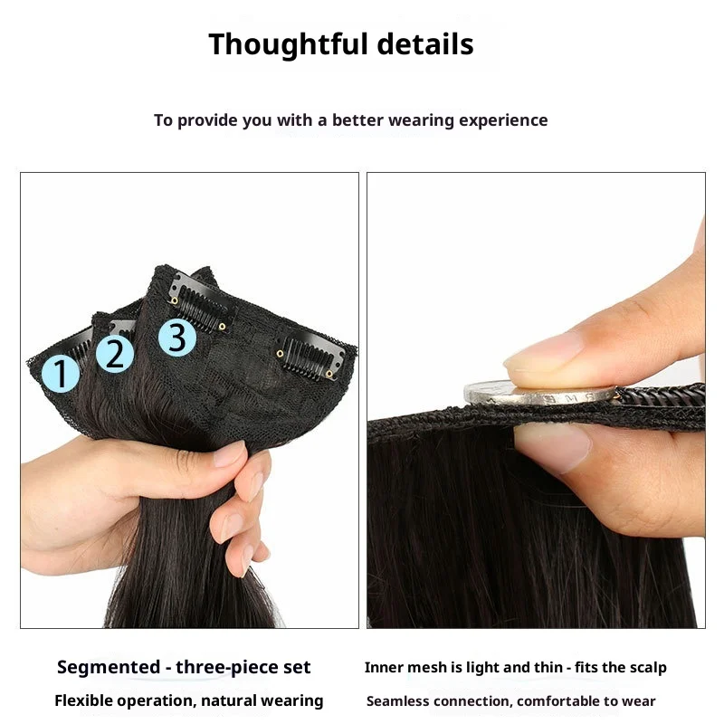 شعر مستعار للنساء طويل مجعد ثلاث قطع وصلات شعر سيدة أنثى حجم الشعر قطعة واحدة الاصطناعية تموج محاكاة الشعر