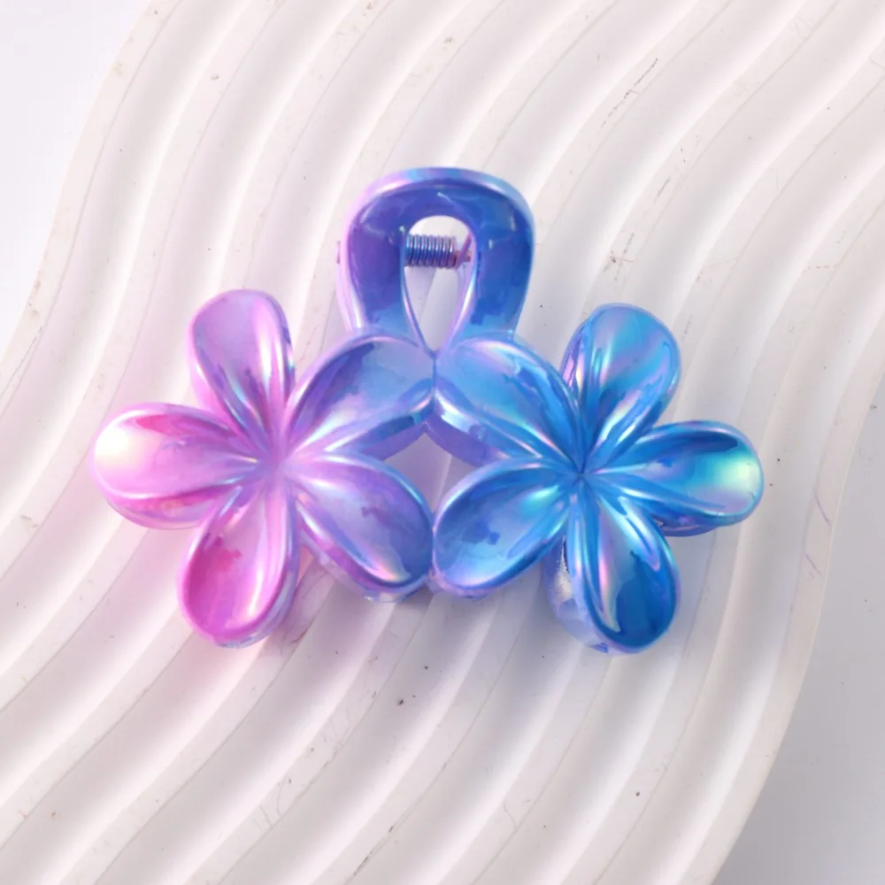 新しいグラデーションダブルエッグフラワープレートヘアクリップかぶと多用途クールフラワーサメグリップ女性のヘアアクセサリー
