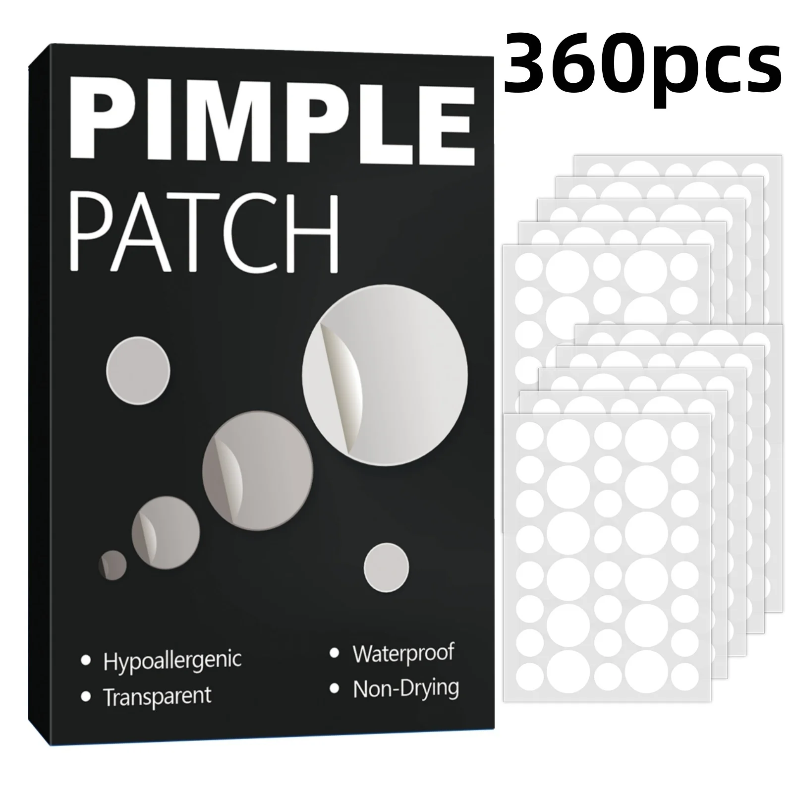 Clear Invisible Acne Patches for Face – Hydrocolloid Spot Stickers, Oil-Free, Day & Night Use, Blend with All Skin Tones