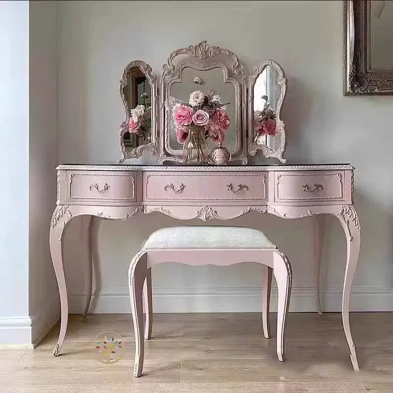 

Wood Nordic Drawers Dresser Eithe Mirror Stool Women Hotel Storage Dressing Table Mirror Bedroom Comoda Pra Quarto Furniture