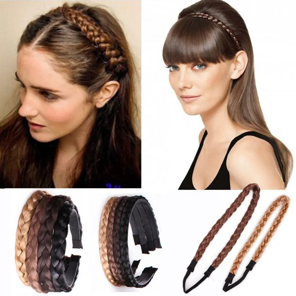 Vintage Fashion Head hoop Elastic Headwear Hair Accessories Hair Bands Braided Headband Synthetic Wig Twisted Wig Headband