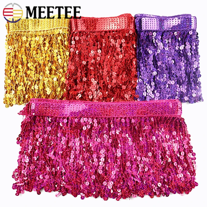 

1/2/5M 16cm Sequin Fringe Tassels Curtains Lace Trim Decorative Trimmings Stitching Wedding Dress Fringes DIY Sewing Accessories