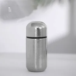 150ML Mini Pocket Thermos Cup,Double Layer Pure Titanium Vacuum Flasks,Accompanying Drinkware,Outdoor Capsule Small Water Bottle