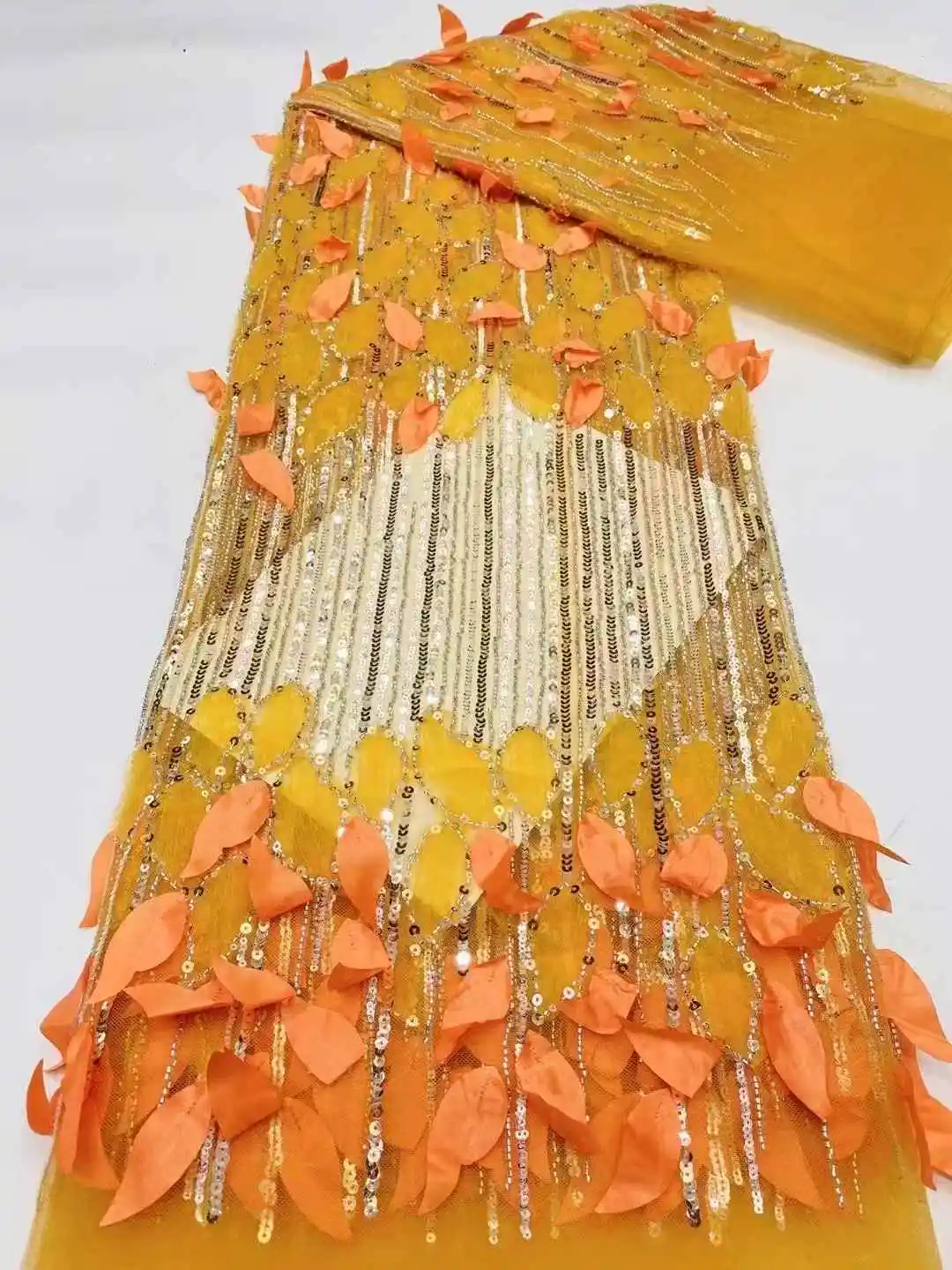 French Sequins Net Lace Fabric 2025 Beads High Quality African 3D Lace Fabric Nigerian Embroidery Tulle Party Lace Fabric