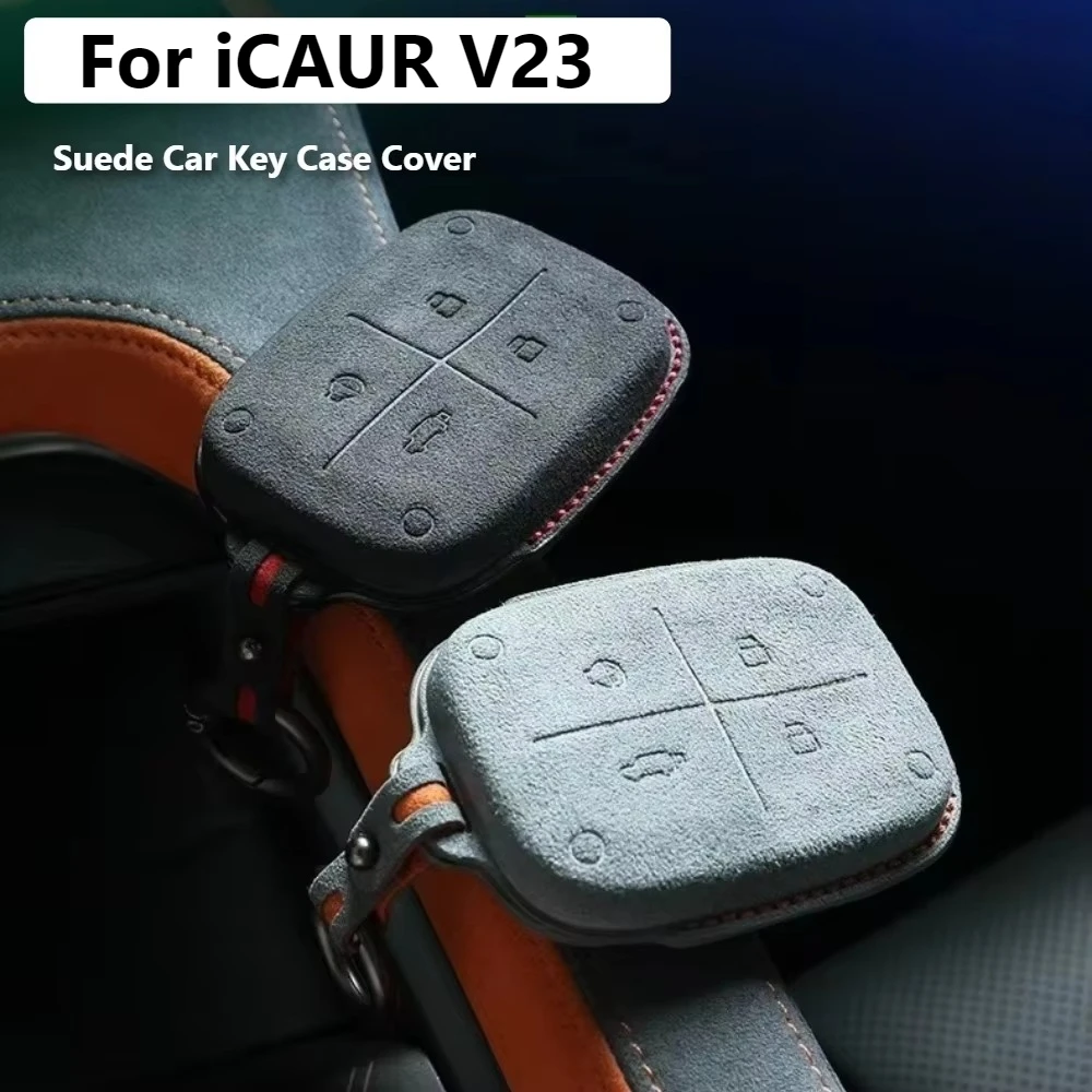 For ICAR V23 ICAUR V23 Suede Car Key Case Cover Full Protection Remote Key Case 3D Button Design Protection Accessories