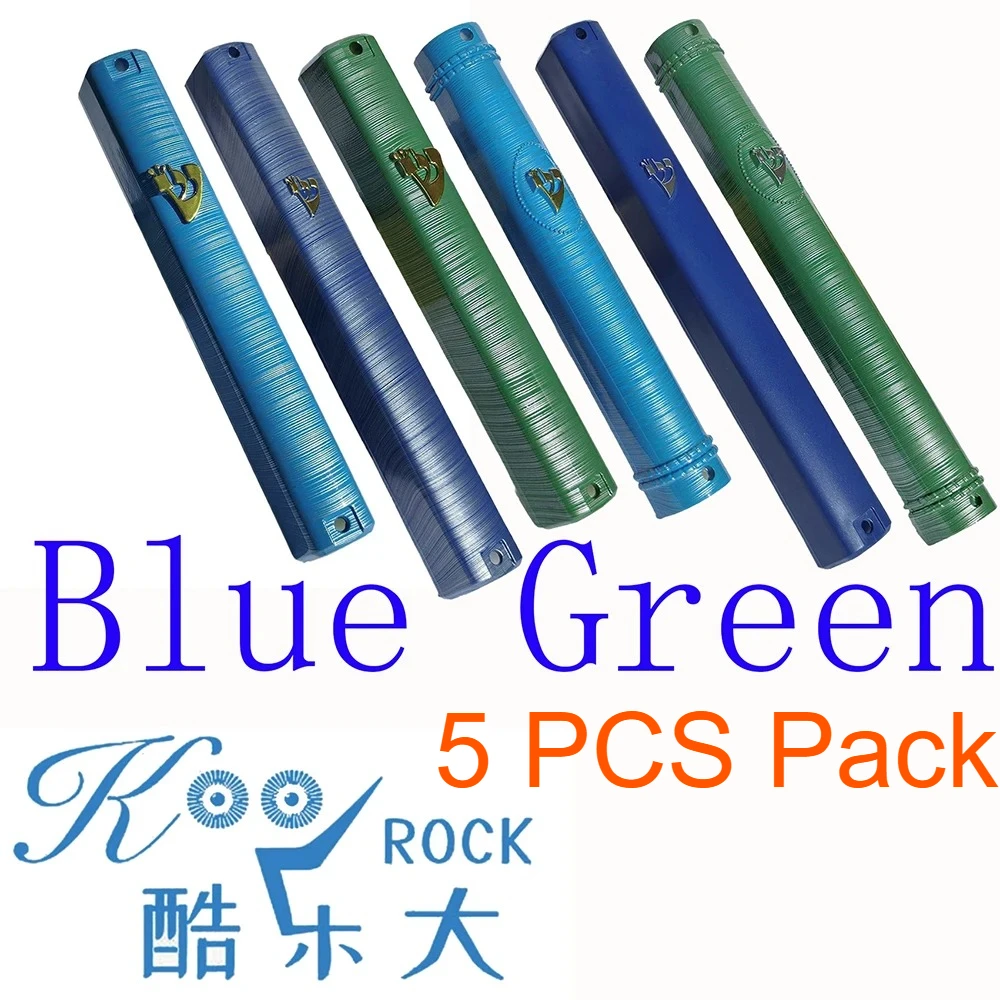 5pc Blue Durable ABS Plastic Mezuzah for Door & Car, Navy Blue Sky Blue slik strip Green Mezuzot case, jewish gift
