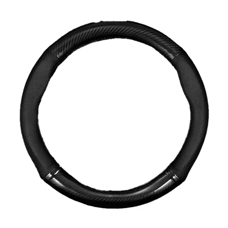 

Universal Carbon Fiber Leather Steering Wheel Cover Sporty Grip Non Slip For BMW Toyota Honda Compatible Car