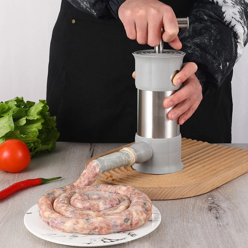 

1 Set Stainless Steel Sausage Meat Stuffer Horizontal Sausage Maker Homemade Kitchen Meat Sausage Maker Tool Sausage Filler